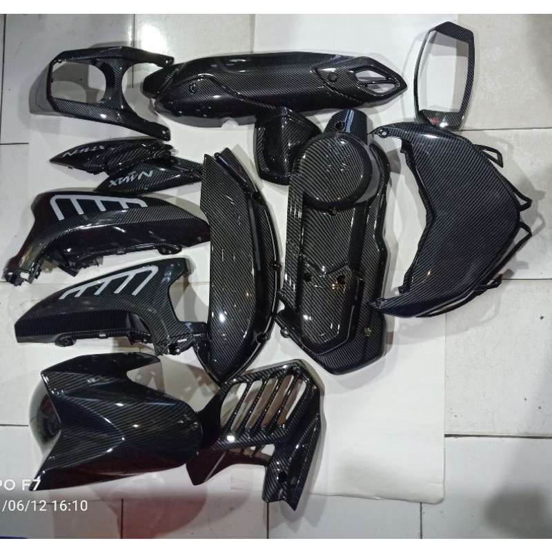 cover body/kap nmax new carbon Zoro full set 12item spakbor depan, knalpot,Speedo,stang,dashboard,pi