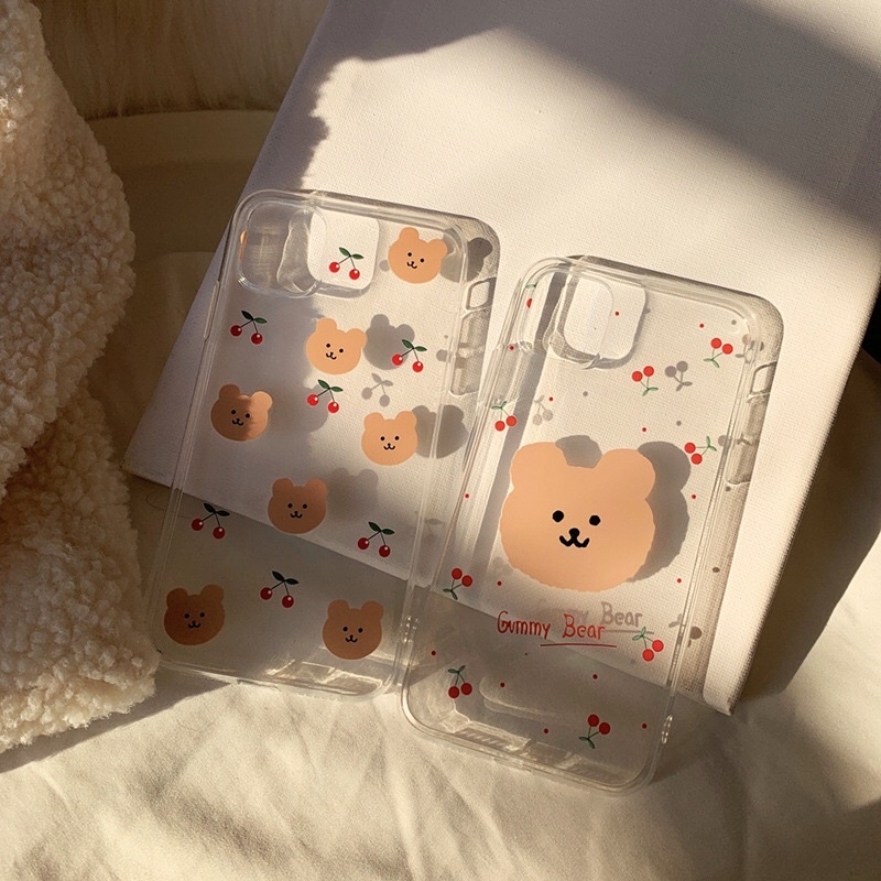 Cherry Bear Transparan Simple Softcase Polos Bening iphone 7/8+ XS XS Max XR 11 Pro Max 12 Pro Max