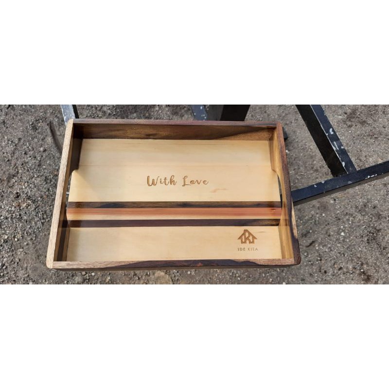 npan/nampan kayu/baki sono keling/nampan kayu kombinasi 32cm/woodentray/nampan unik/baki kayu