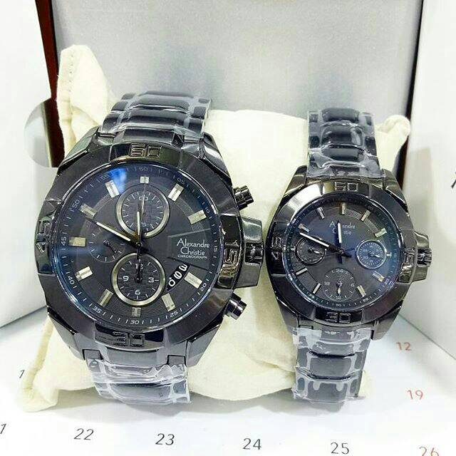 Jam Tangan Couple Alexandre Christie AC-6224 Original Black