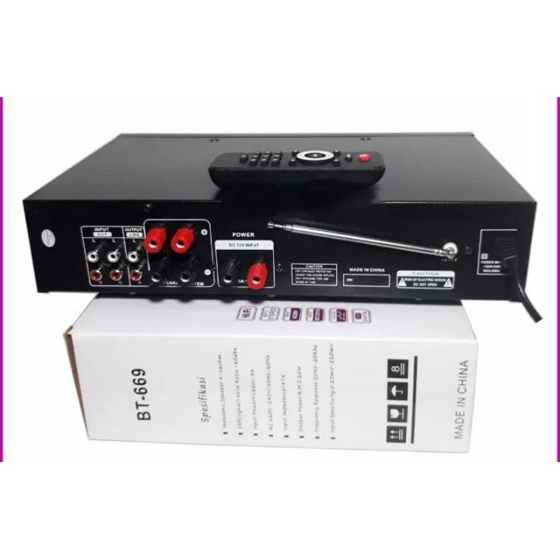 COD Power Amplifier FLECO BT-669 Ampli Bluetooth Stereo Audio Karaoke FLECO BT-669