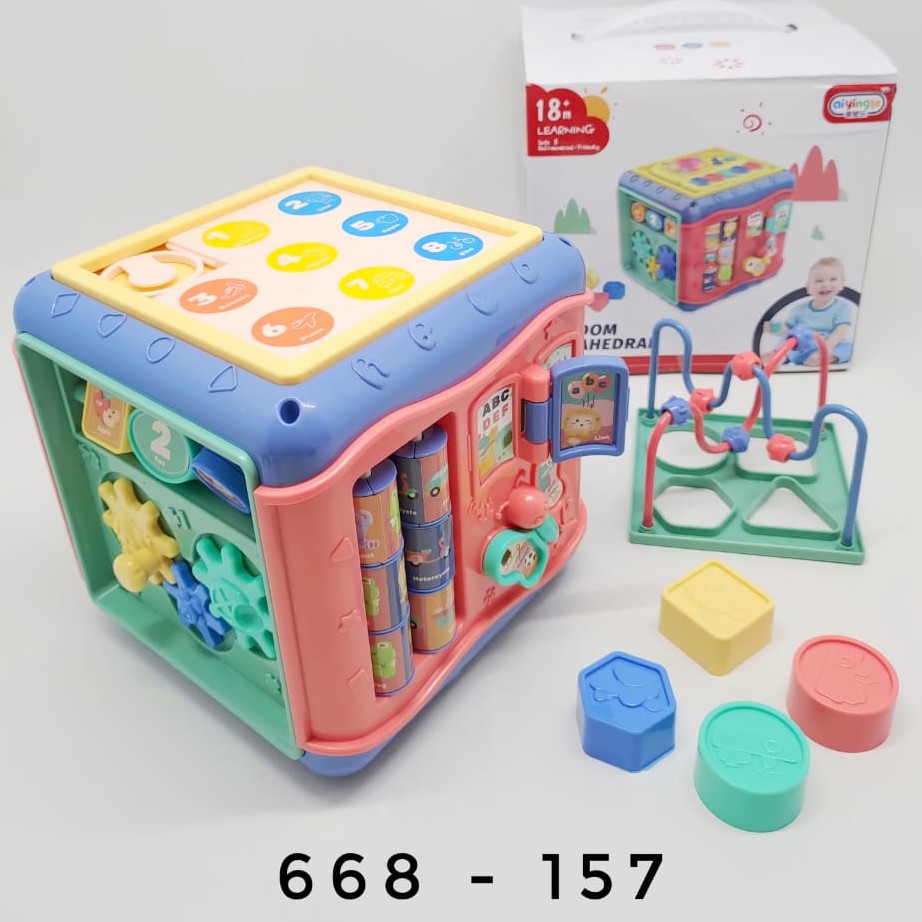 Mainan Bayi Kotak Mainan Edukasi Anak 7 in 1 Mainan Bayi Shape Box Wisdom Hexahedral