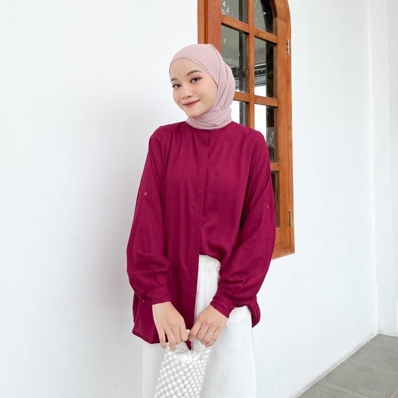 BEFAST - ZEC OOTD Blouse CASPER / Moldy Rayon Diamond Blouse / Kemeja Wanita Terbaru / Atasan Lengan Panjang / Hem Polos / Pakaian Casual Wanita / Kemeja Kerja Formal / Fashion Kekinian Wanita ABG / Terlaris