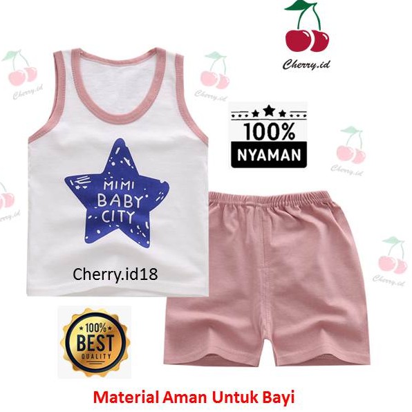 Cherry COD Setelan Baju Anak Laki Laki Tanpa Lengan Katun Import / Kaos Singlet Kaos Oblong Anak / STL06