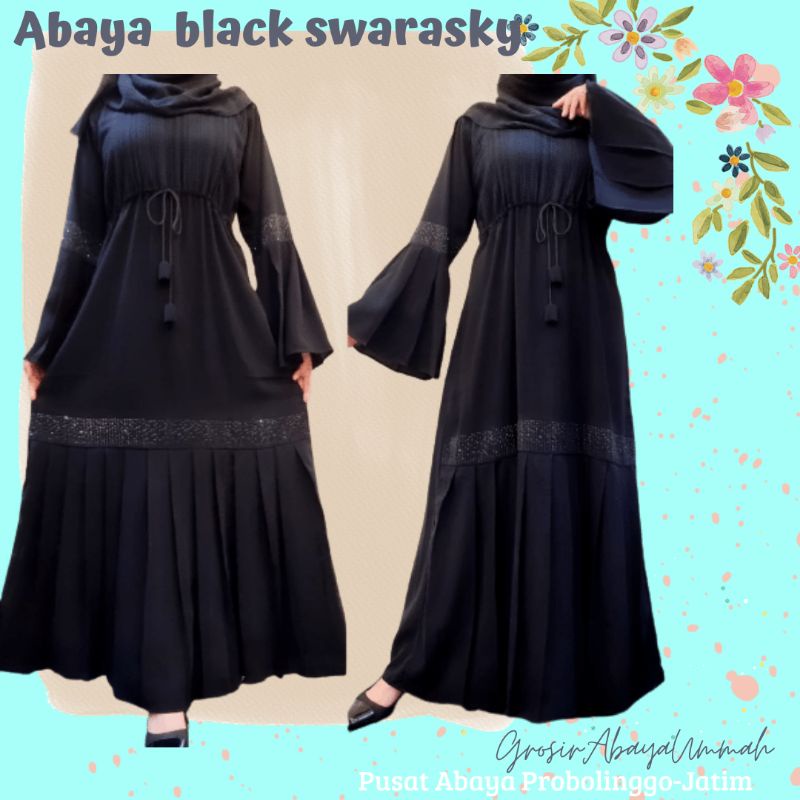 New abaya elegant abaya pesta abaya mewah abaya brukat abaya murah ABAYA BLACK TIARA SWARASKY abaya 