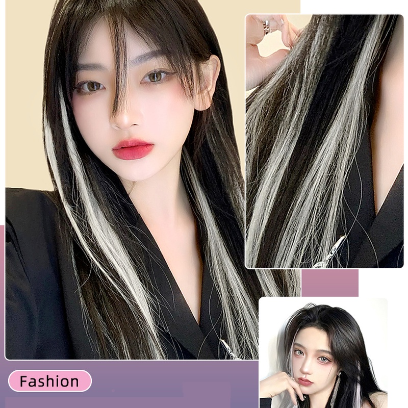 Roselife 1PC Wig / Rambut Palsu Extension Model Lurus Panjang Gelombang 40 Warna Tahan Panas Dengan Klip