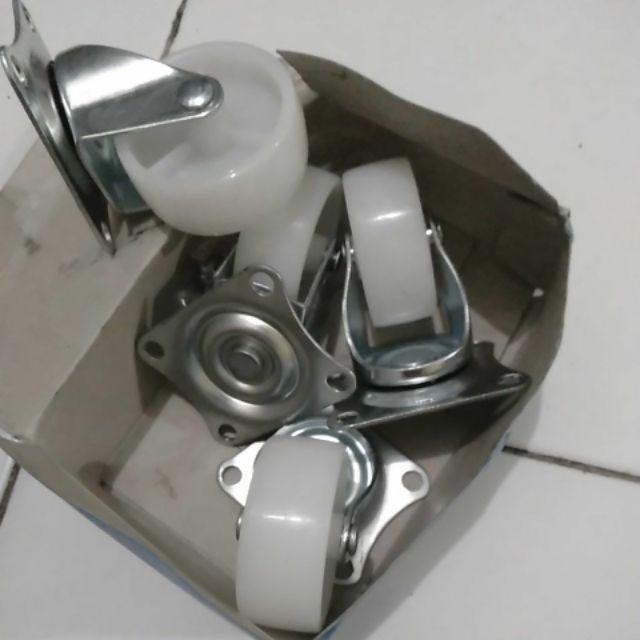 Roda Gepeng 2 Inch Nilon Lemari Troli Etalase Kursi Sofa Meja Putih Nylon Casters