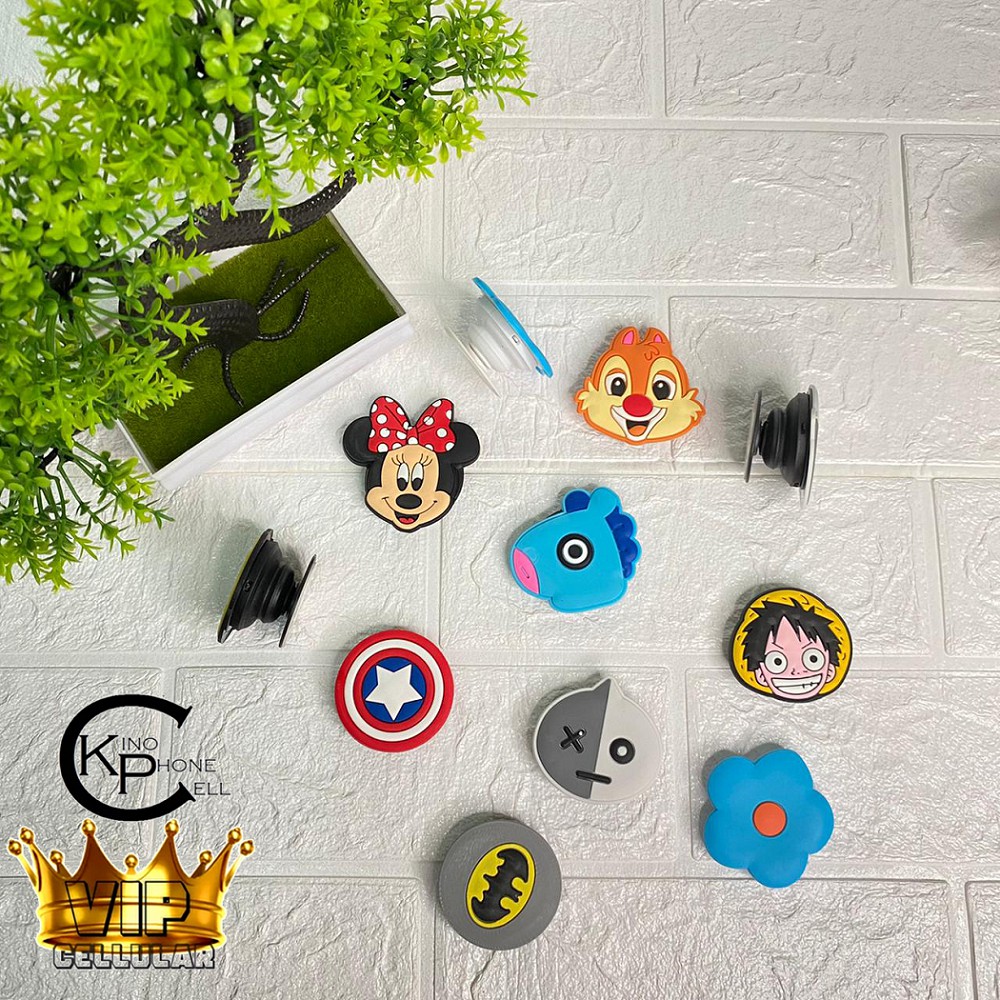 Popsocket Karakter Pop socket Lucu Ringstand Fiber Polos Ringstent Holder Hp iring