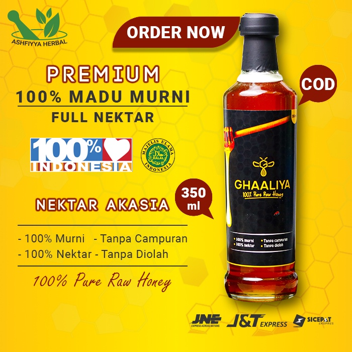 

Madu Lebah Asli Murni 100% Madu Hutan Ghaaliya Nektar Akasia Uray Sahela Odeng Multiflora 350ML