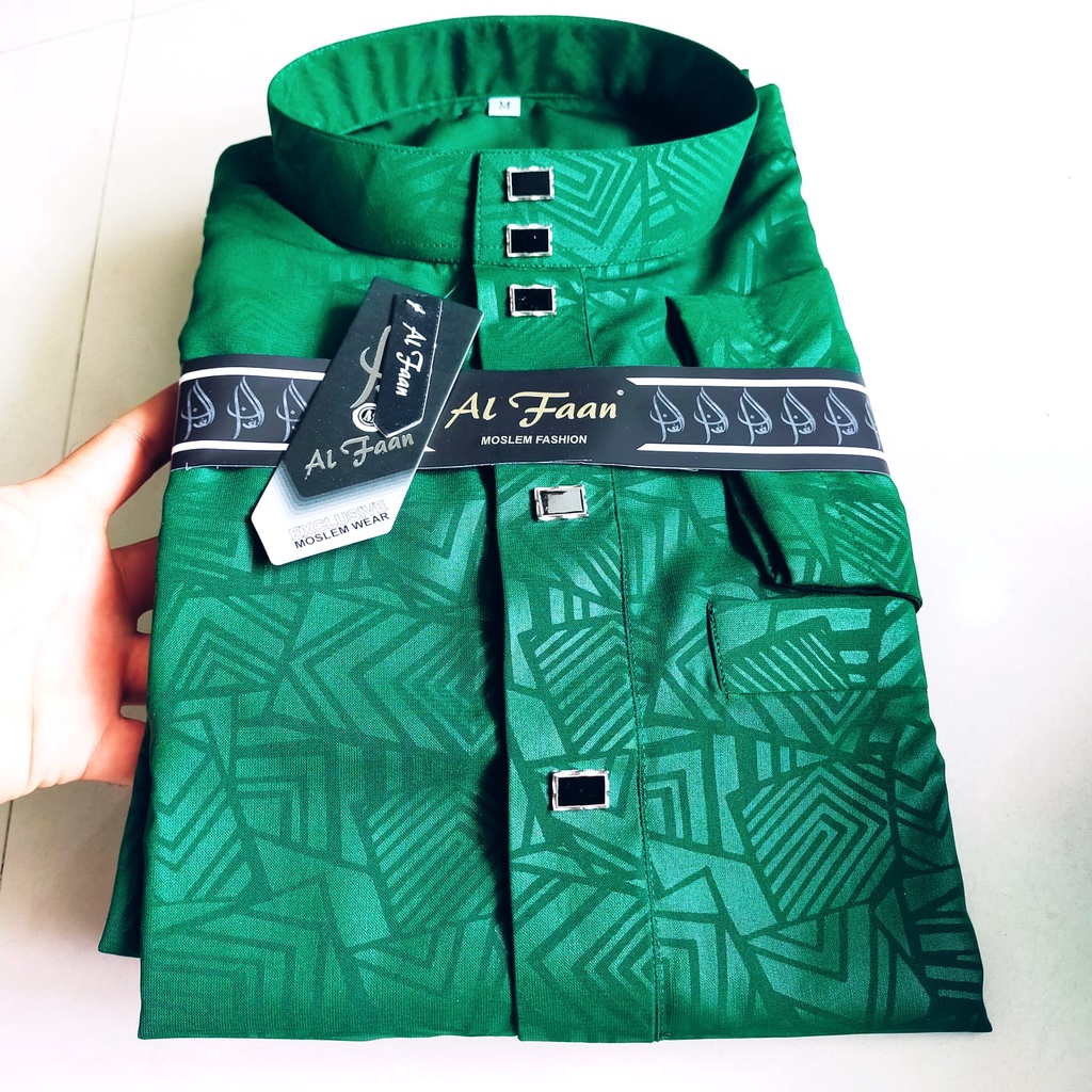Jubah Gamis Pria Oblong Jubah muslim Gamis Pria Motif Emboss-HIJAU