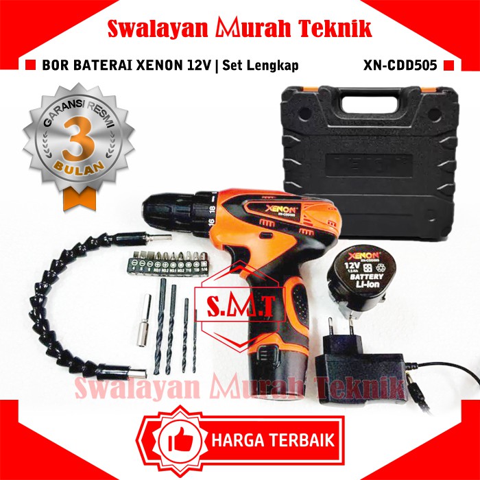 XENON CDD-505 Bor Baterai 12V Cordless Drill Fullset CDD505 12 VOLT
