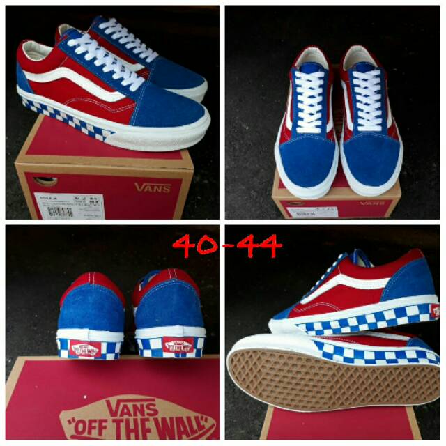 vans style 36 bmx red white & blue checkerboard skate shoes