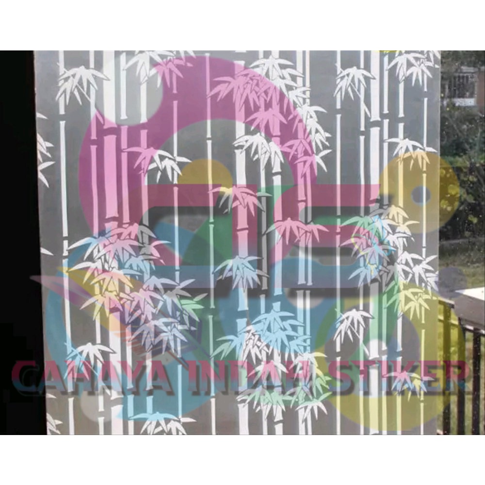 Stiker Kaca Sanblast Kaca Kamar Mandi /Jendela Bambu