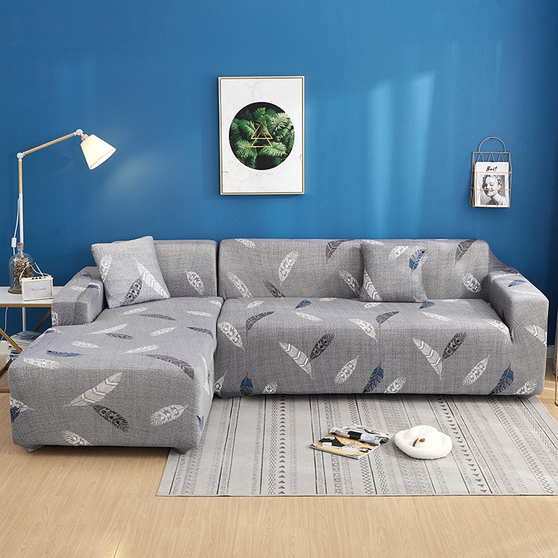 Sarung Penututup Sofa Grey Feather Bentuk L Bahan Elastis Lembut Halus Adem Murah Berkualitas