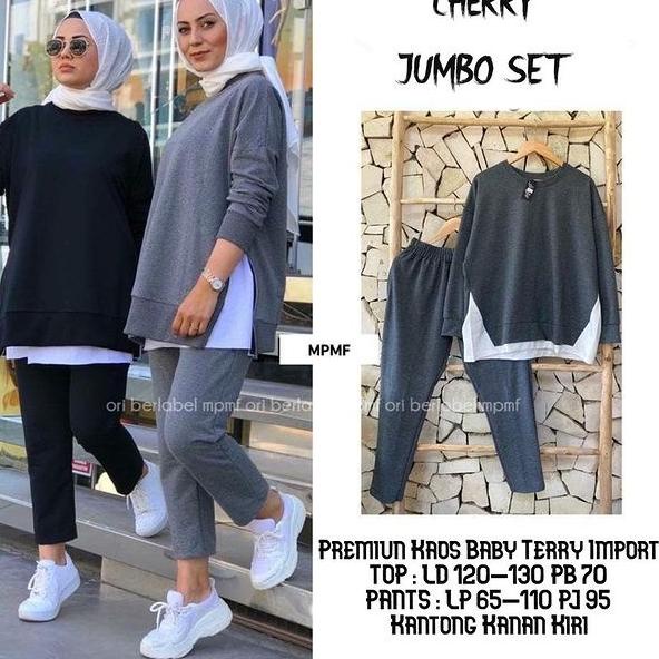 (TERBARU) chery Setelan baju olahraga wanita  jumbo ld 125 import / Setelan baju olahraga wanita jum