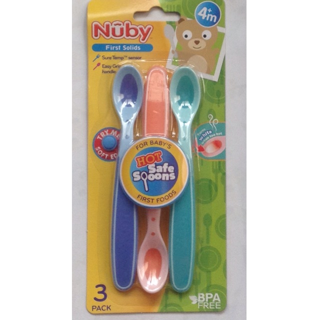 MAK27 NUBY HOT SAFE SOFT SPOONS /SENDOK sensor panas isi 3 sendok