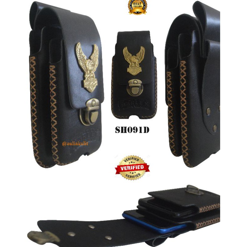 Sarung Handphone Kulit Asli 2 SLOT / 1 slot / single / DOMPET HP DOUBLE /PRIA HARLEY DAVIDSON