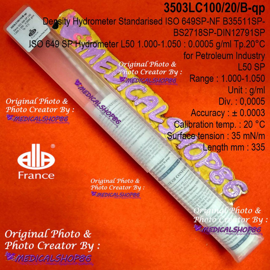 ASTM Hydrometer 1.000-1.050 ALLA FRANCE cat 3503LC100/20/B-qp