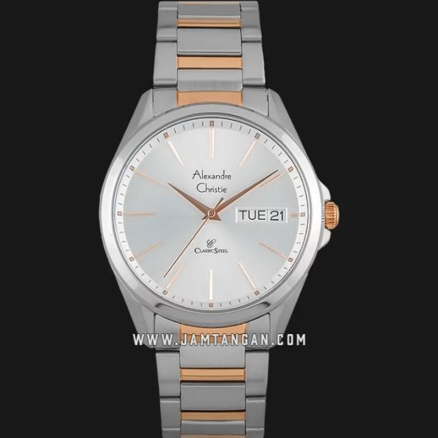 Alexandre Christie AC 8592 ME BTRSL Men Silver Dial Dual Tone Stainless Steel