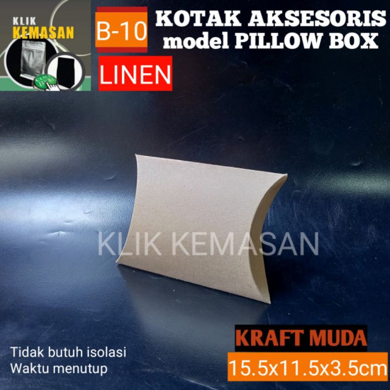 

ISI 36 KOTAK AKSESORIS B10 KRAFT MUDA TEMPAT SOUVENIR PILLOW BOX BUNGKUS KADO