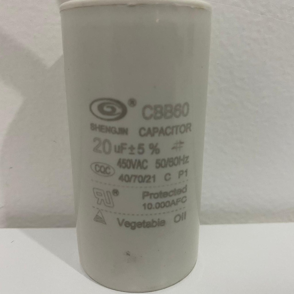 Kapasitor 20 uf 450V Bulat Kabel / Capacitor Pompa Air 20uf Bulat