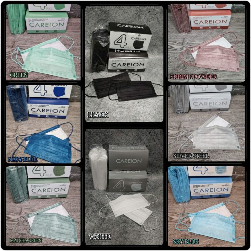 MASKER 4PLY PREMIUM CAREION EARLOOP - 4PLY HITAM 50PC
