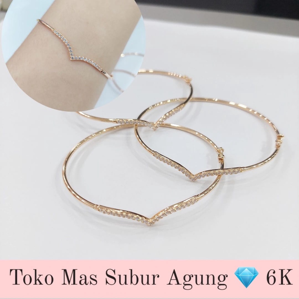 Gelang bangle model V, aurel nagita fuji emas asli cantik manis