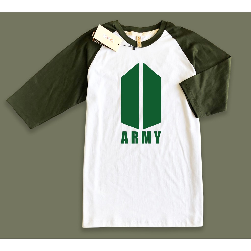Kaos Raglan baju desain logo BTS Army bangtan Boys bisa pilih warna