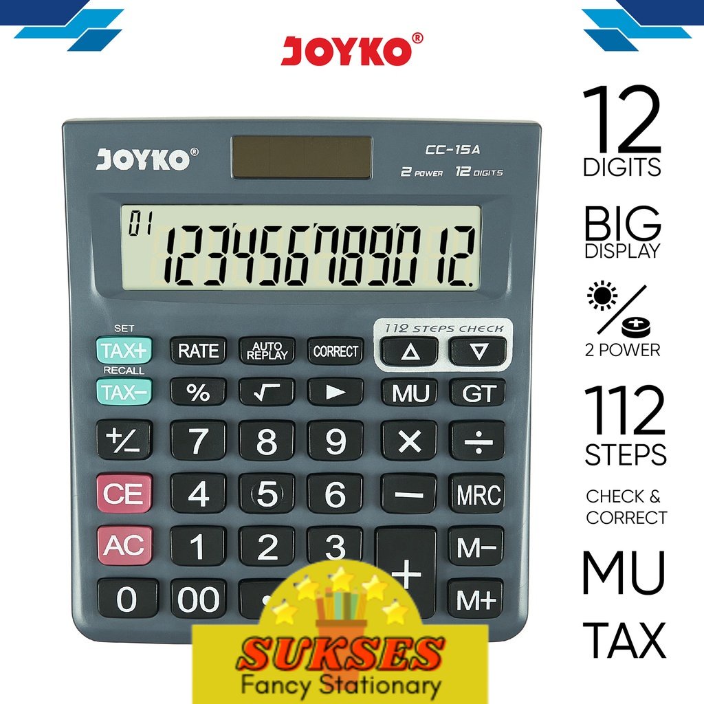 

Calculator Kalkulator Joyko CC-15A 12 Digits Check Correct