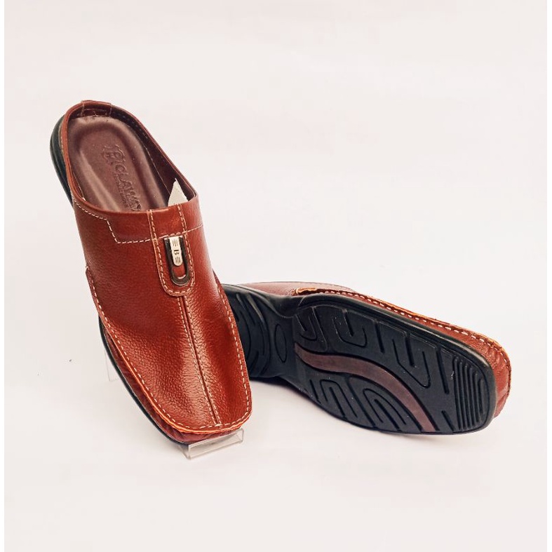 sandal  sendal sepatu slop bustong pria cowok dewasa i kulit original asli sapi berkualitas murah