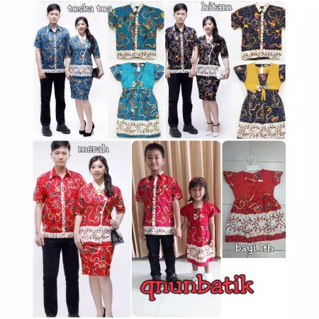 Qnunbatik Batik Family/keluarga Rok N Blus Pendek Takashimaya