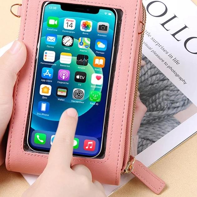 ✶ Tas Hp Wanita Tas Selempang Kulit Sintetis Miniso Forever Young Multifungsi Transparan Model Impor