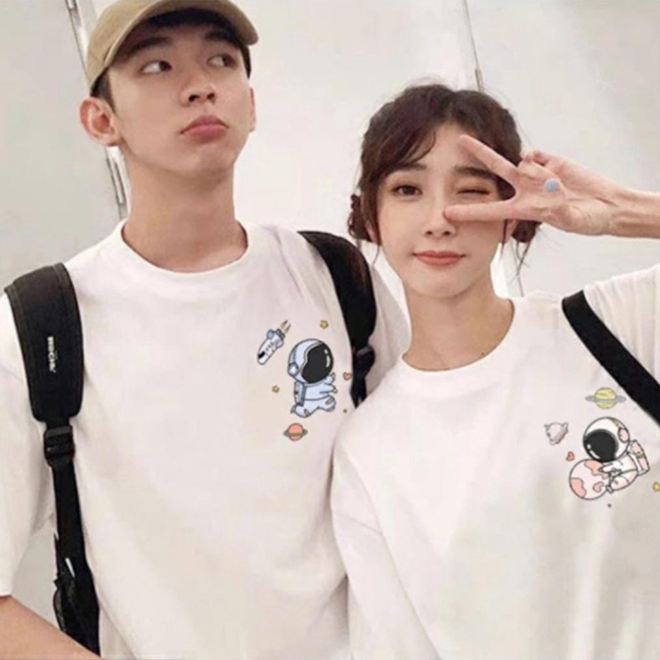 KAOS COUPLE MINI ASTRONAUT KAOS CEWE COWO SIZE M - XXL - KAOS LEMBUT TERLARIS