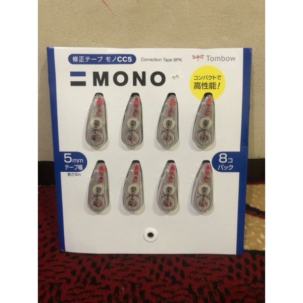 

Correction Tape / Tip Ex Kertas / Pita Koreksi Tombow Mono 5mm 8 Pcs/Set (AT080)