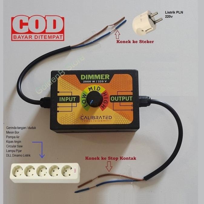 Dimmer Ac 2000W Pengatur Kecepatan Gerinda Dinamo Dimer Peredup Lampu Termurah