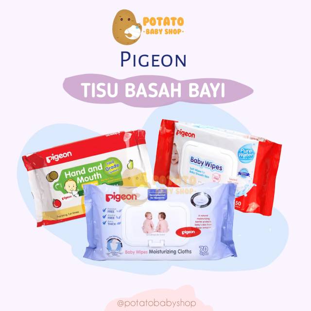 PIGEON Hand and Mouth Wet Tissue - 60 Sheets / Tisu Basah Bayi