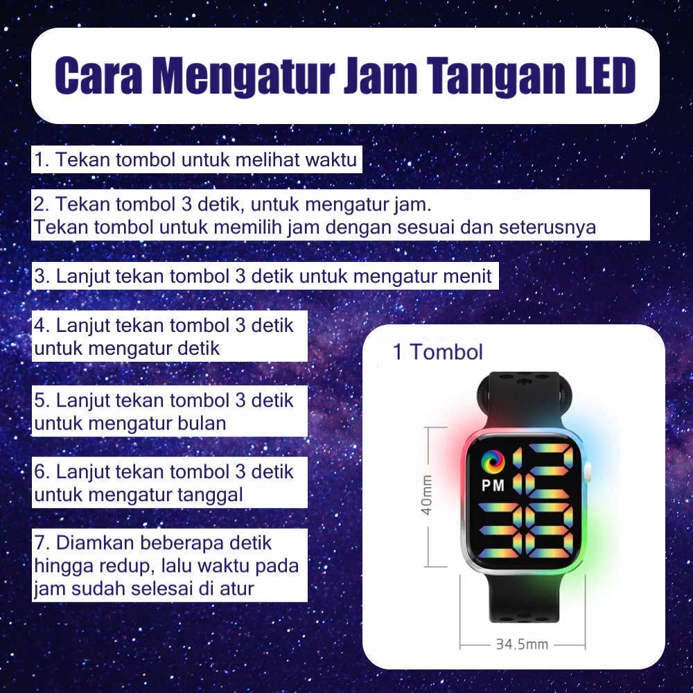 LED Watch Water Resistant - Jam Tangan Digital Pria &amp; Wanita Strap Rubber LED_8051 ( Group )