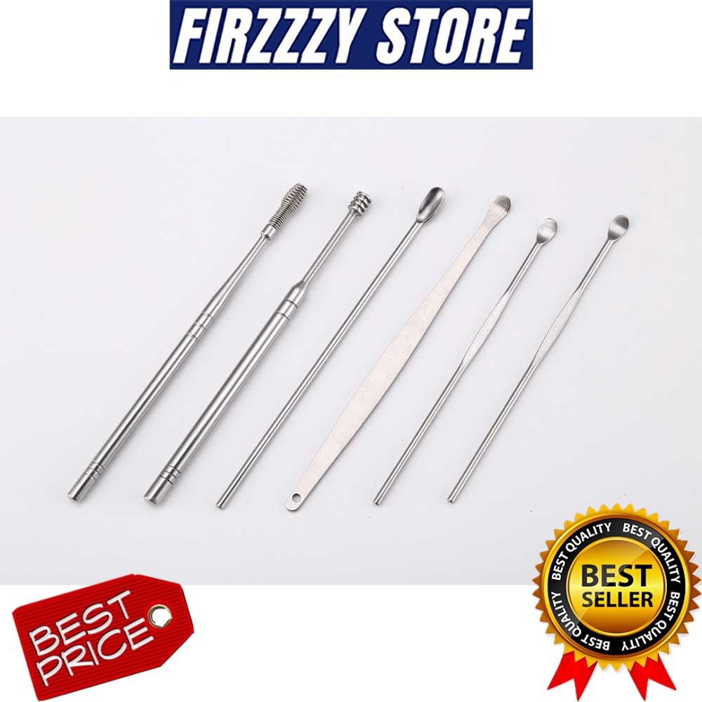 1 Set Pembersih Telinga Korek Kuping Ear Spoon Tool 6 PCS Case Stainless Sumifun