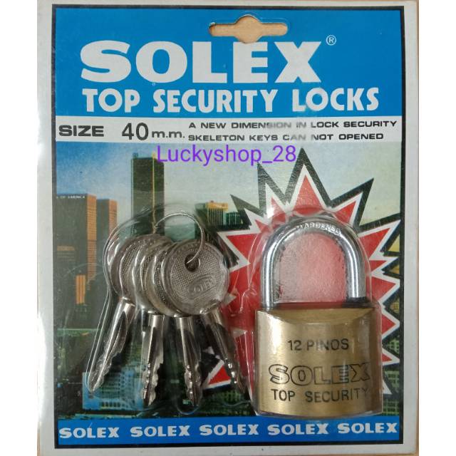 Gembok Solex 40mm dengan kunci bintang ( + )