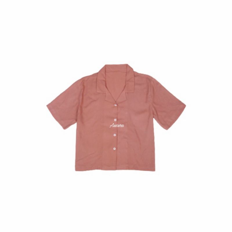 KEMEJA WANITA CROP TOP POLOS KATUN CROP SHIRT ORGANIK-CROP TOP CORAL