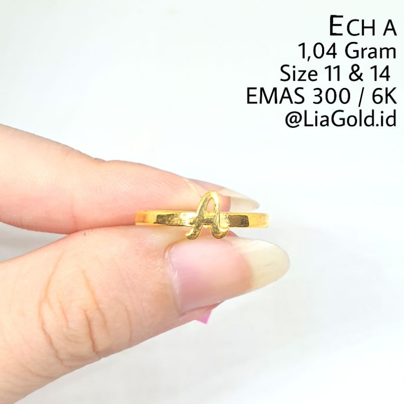 Cincin Huruf EMAS ASLI Kadar 300 / 6K ( TOKO MAS LIA GOLD BEKASI )