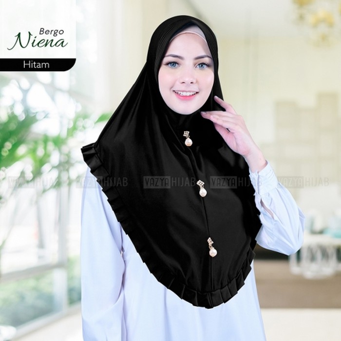 Jual [PASTI ORI] Hijab Khimar Bergo Arabi Mutiara - Hitam Berkualitas
