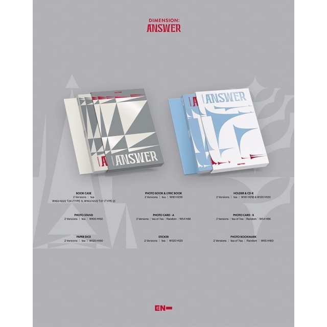 READY ENHYPEN REPACKAGED ALBUM DIMENSION ANSWER