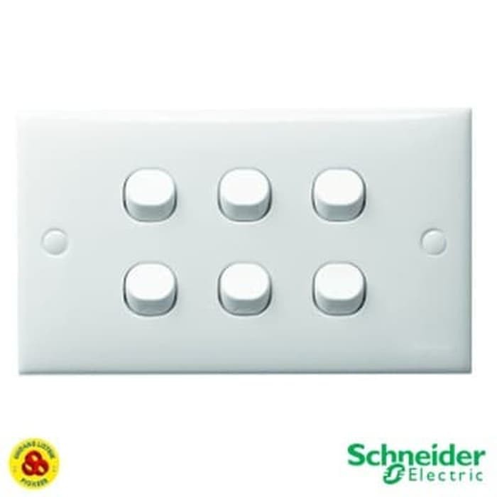 Schneider Saklar Hotel 6G Classic Clipsal ET36_2_WE 6 Gang 2 Way Putih