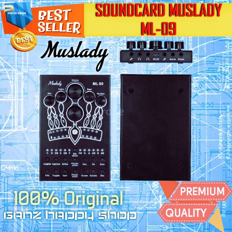 SOUNDCARD Profesional Muslady ML.09, 2 mic input, 2 hedphone input.