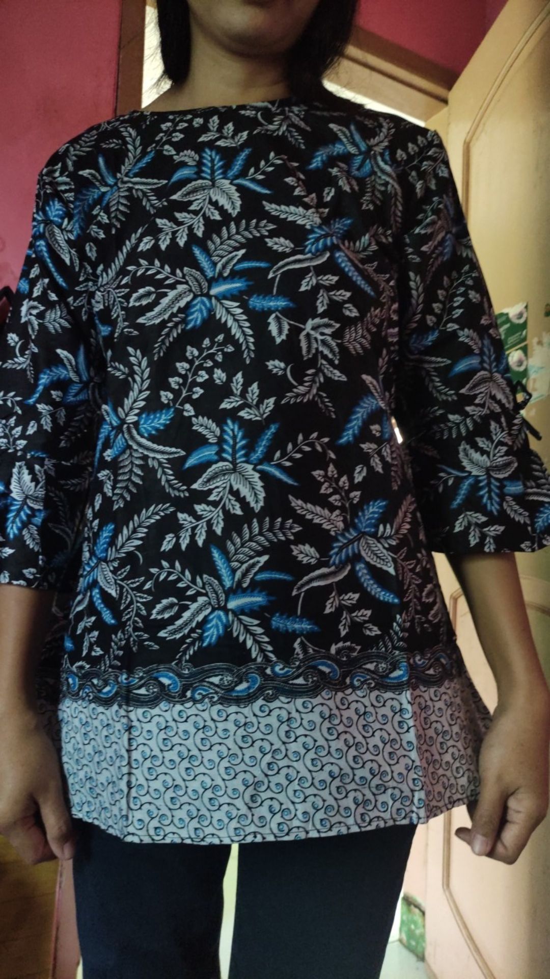 Batik Couple Keluarga Sania Ruffle Ori Ndoro Jowi Dnt Blarak Biru