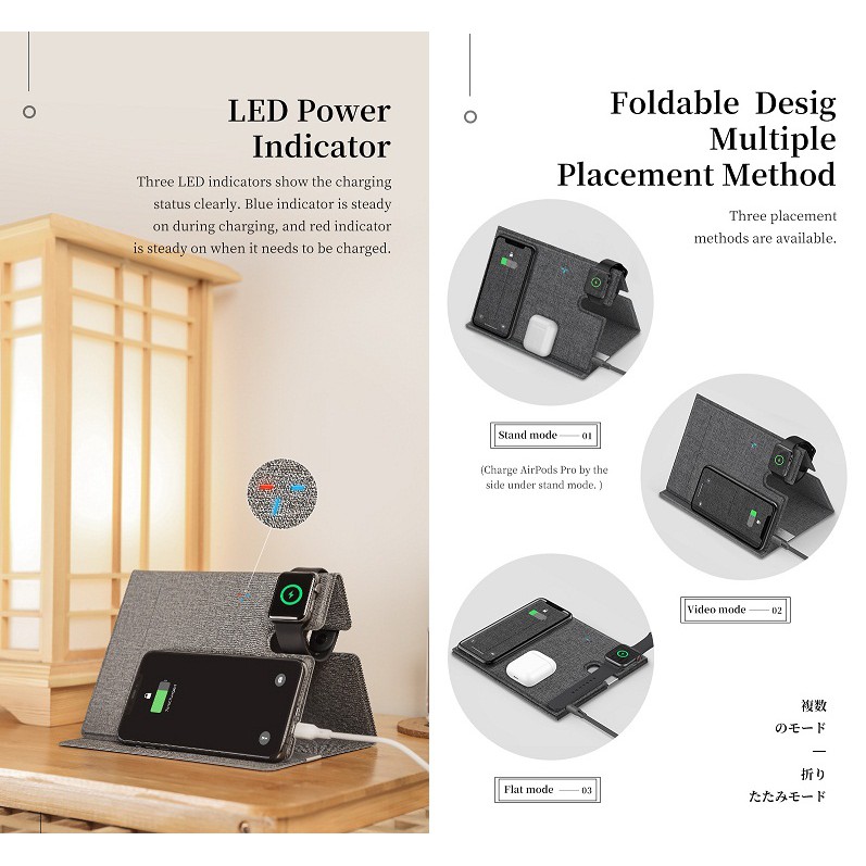 ROCK Leather 3in1 Wireless Charger Fast Charging Original