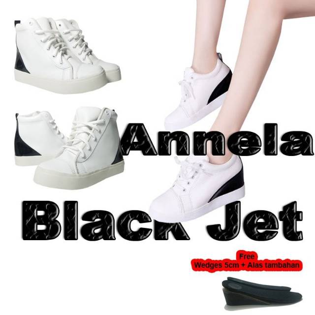 Dnr Annela Black Jet   Hidden wedges Sneakers korea wanita casual kampus sekolah