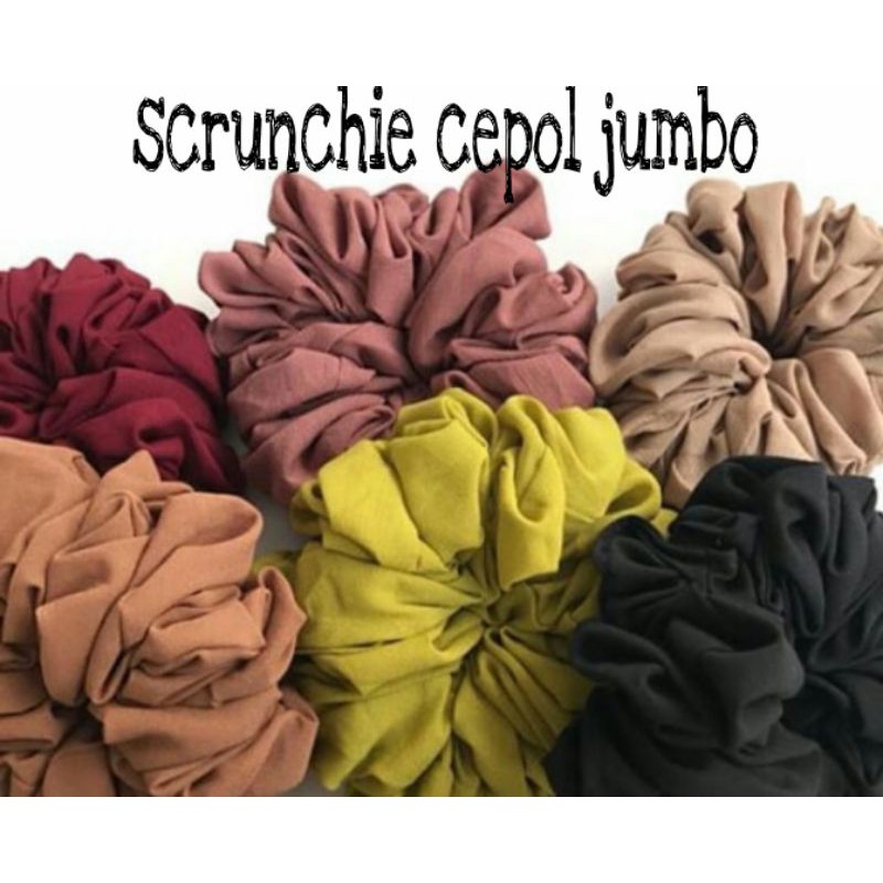 Scrunchie Scrunchies  Cepol Hijab Jumbo  Konde Hijab  Ikat Rambut Jumbo Bahan Diamond Crepe Bisa Pilih Warna