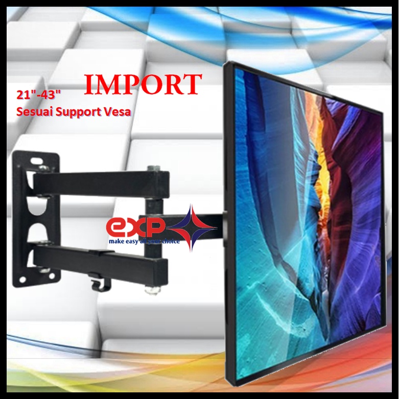 Bracket TV POLYTRON 14 s/d 43 inch 6 ARAH FULL BESI SUPER KOKOH GARANSI 100% ORI